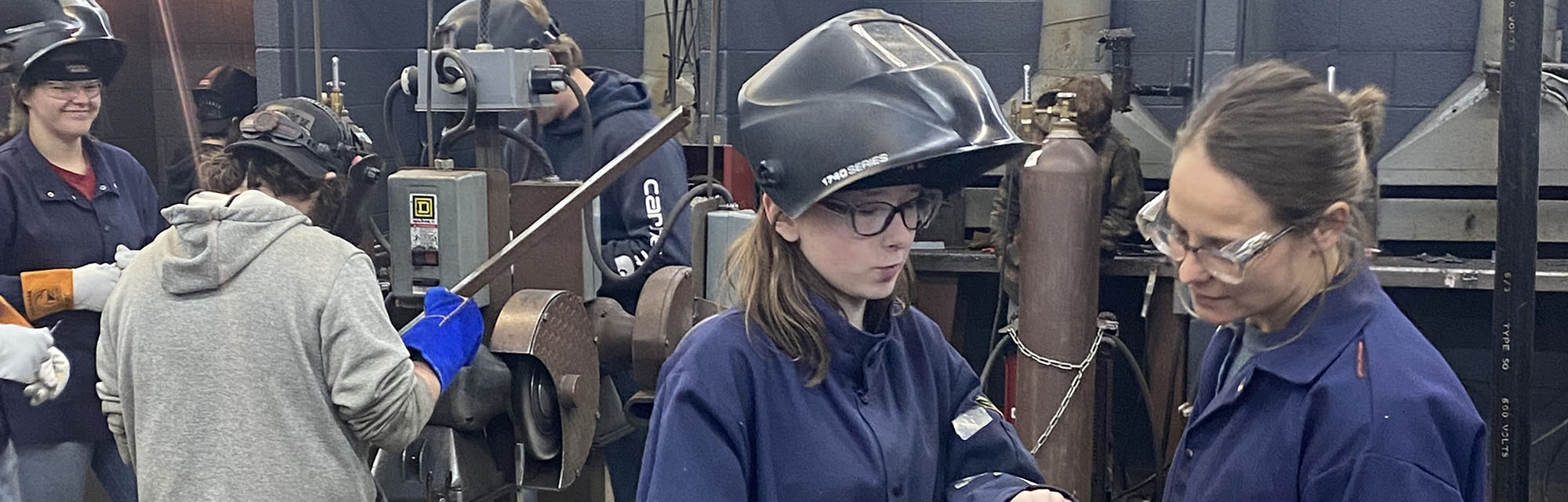 Students in Welding Classroom